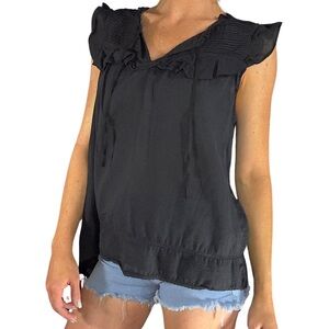 BANANA REPUBLIC Flutter Sleeve Whimsical Bohemian‎ Blouse in Black